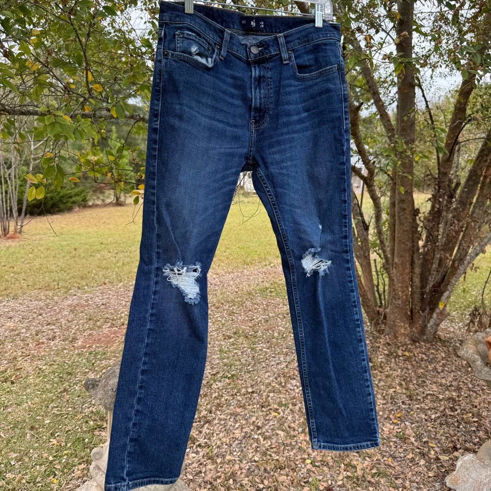 Hollister Men's Dark Blue Epic Flex Skinny Jeans Size 32X30